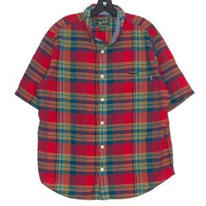 Woolrich Mens Shirt Preppy Rustic Outdoor Normcore Button Up Plaid Red Large